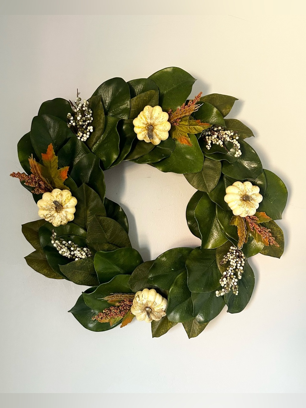 Williams Sonoma Magnolia Fall Pumpkin Wreath